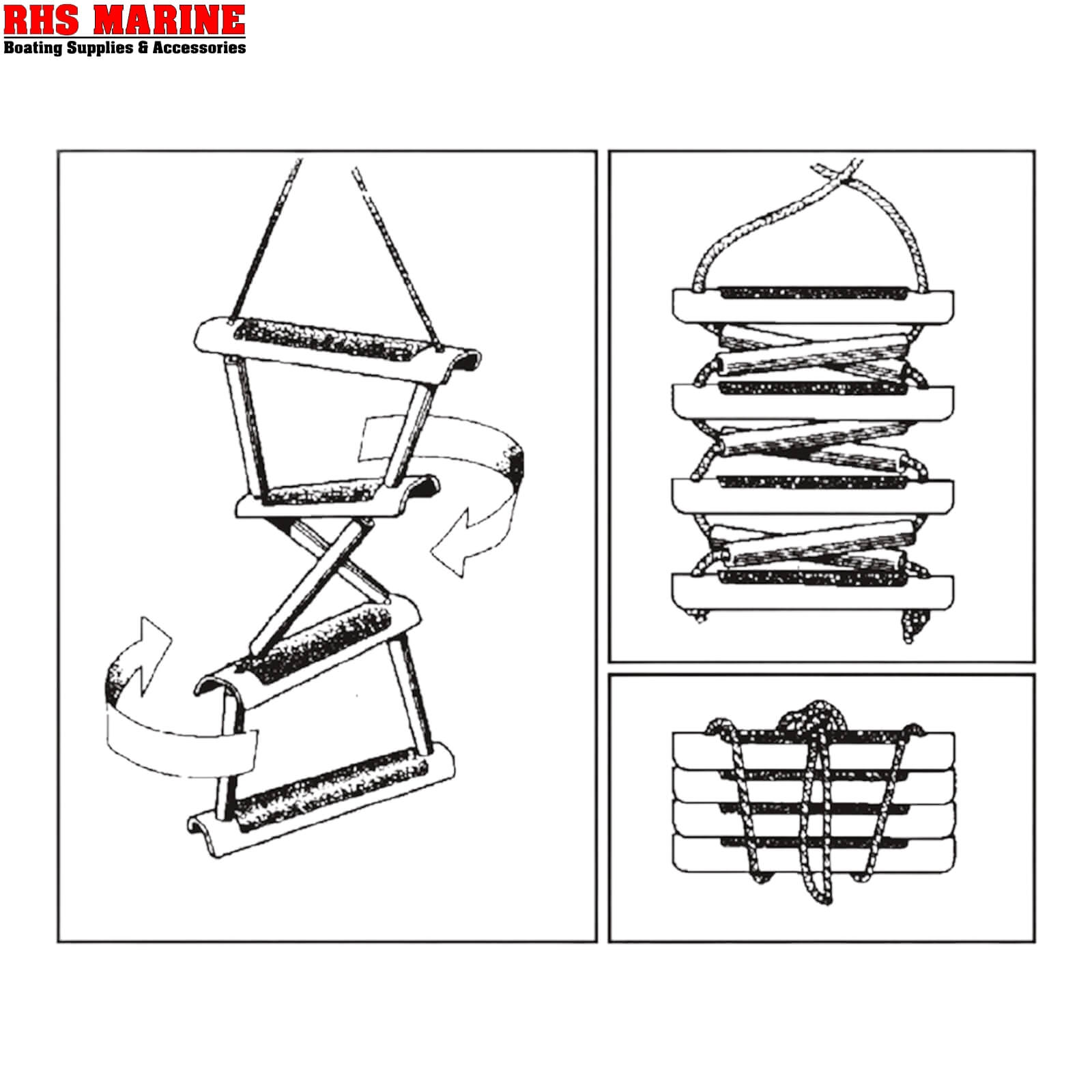 5 Step Boat Folding Rope Boarding Ladder 1.5m